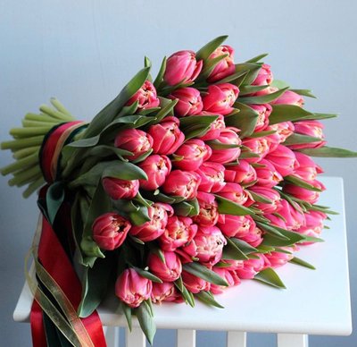 Букет неймовірних піоновидних тюльпанів 923371564 фото